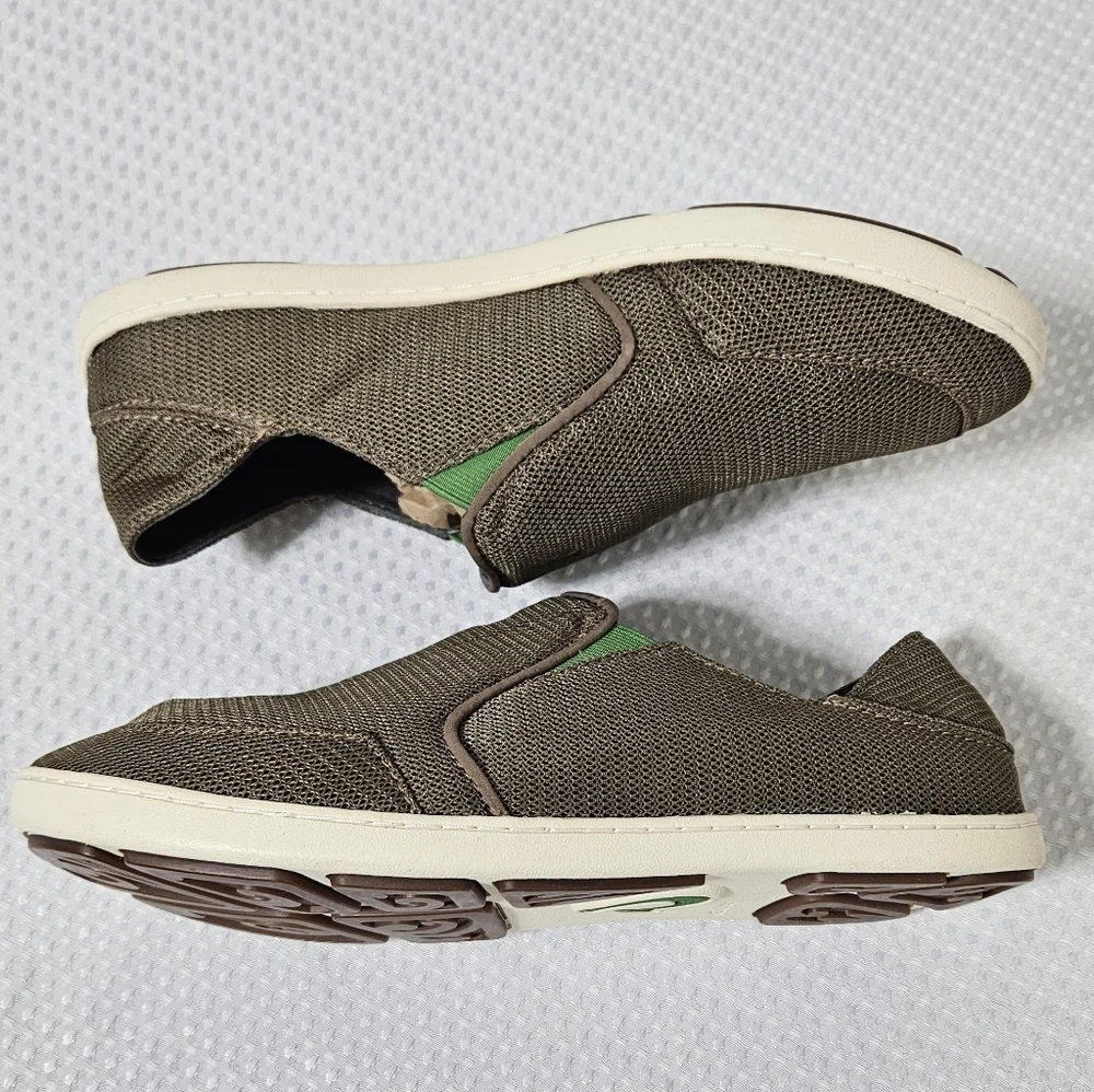 OluKai Mens Nohea Mesh Shoes Slip-On Summer Coastal Breathable Comfort Brown 9.5